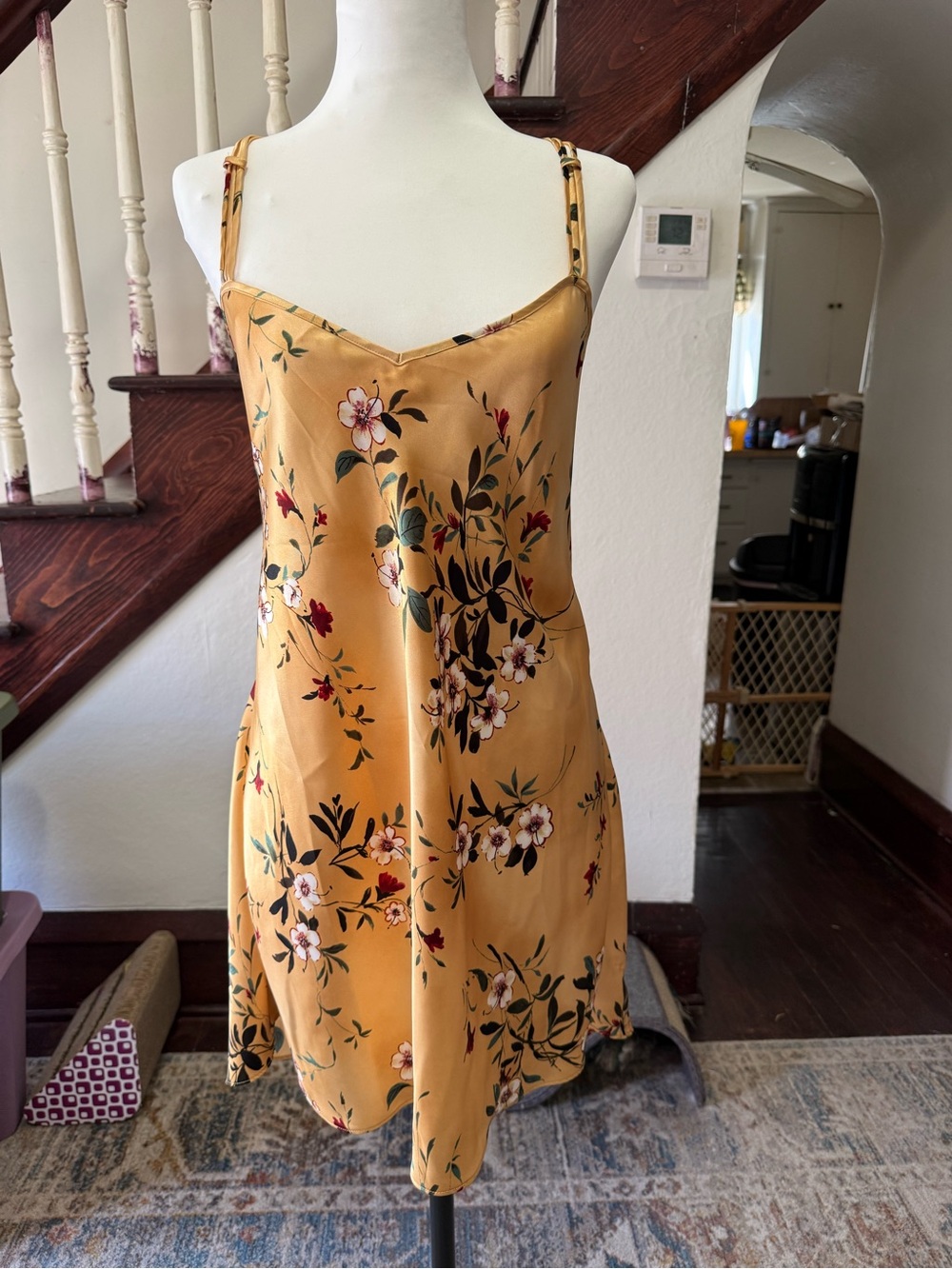 Silky Yellow Floral Slip Dress